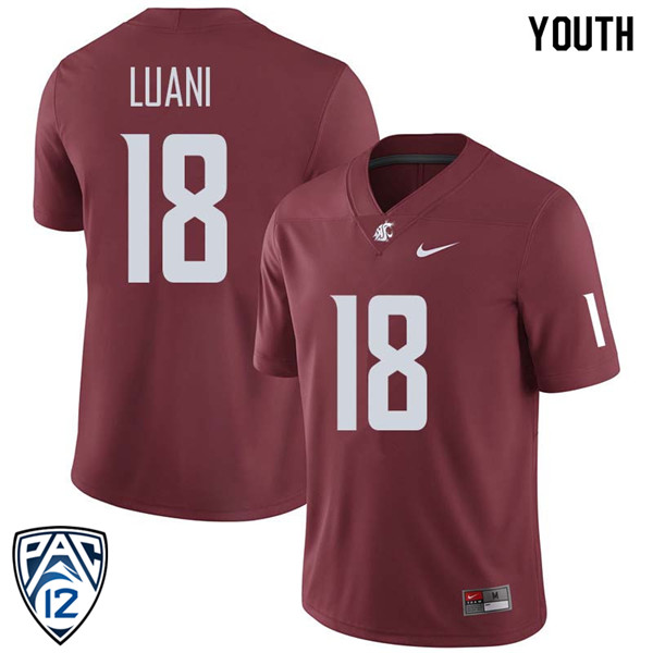 Youth #18 Shalom Luani Washington State Cougars College Football Jerseys Sale-Crimson
